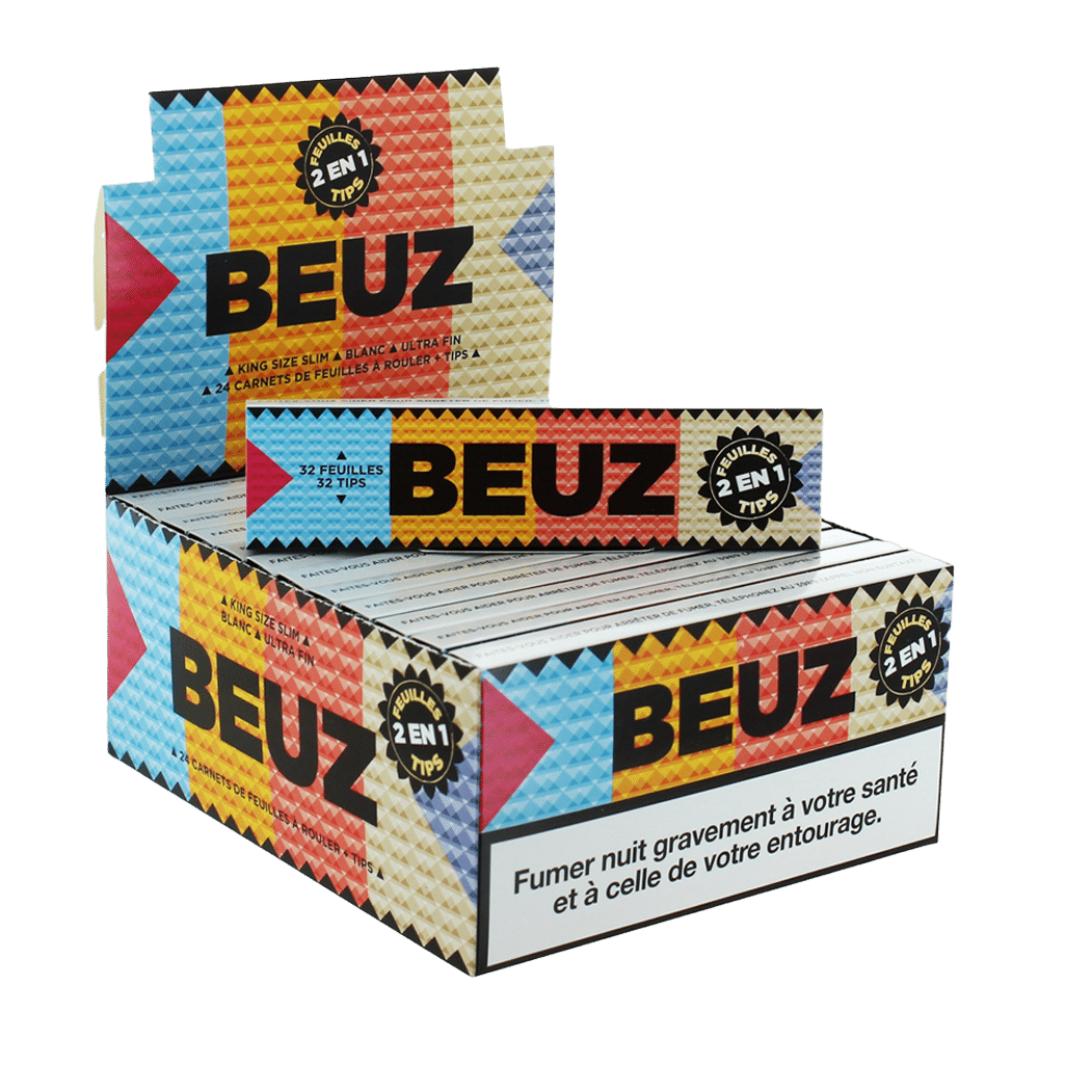 JUST-CLICK - BEUZ – Feuille Slim blanc + tips (24pcs/bte)
