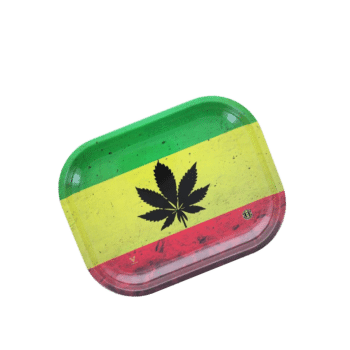V SYNDICATE - Plateau à rouler en métal Rasta Leaf (PM)