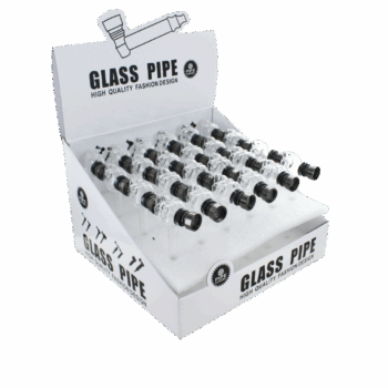 Display de 24 Pipes en Verre transparent tête de mort (24pcs/bte)