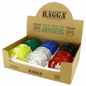 RAGGA - Grinder plastique Brussels + feuilles 60mm (12pcs/bte)