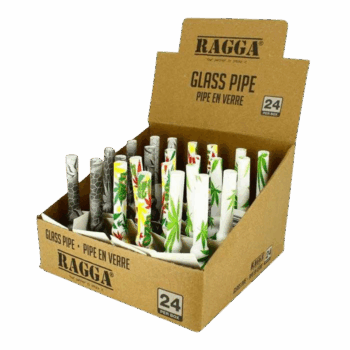 RAGGA - Pipe en verre feuilles de cannabis (24pcs/bte)