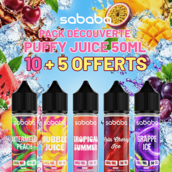 SABABA - PACK DECOUVERTE ELIQUIDE PUFFY JUICE 50 ML ( 10 + 5 OFFERTS )